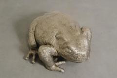 Robert Kuo Contemporary Large Repouss Toad Sculpture in White Bronze by Robert Kuo - 3838395