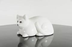 Robert Kuo Contemporary Lying Down Cat Sculpture in Cream Lacquer and Copper by Robert Kuo - 3838511