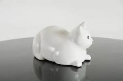 Robert Kuo Contemporary Lying Down Cat Sculpture in Cream Lacquer and Copper by Robert Kuo - 3838513
