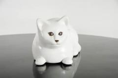 Robert Kuo Contemporary Lying Down Cat Sculpture in Cream Lacquer and Copper by Robert Kuo - 3838516