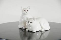 Robert Kuo Contemporary Lying Down Cat Sculpture in Cream Lacquer and Copper by Robert Kuo - 3838521