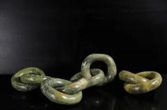 Robert Kuo Contemporary Nephrite Jade Double Ring Link Sculpture by Robert Kuo - 3835083