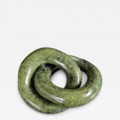 Robert Kuo Contemporary Nephrite Jade Double Ring Link Sculpture by Robert Kuo - 3836294