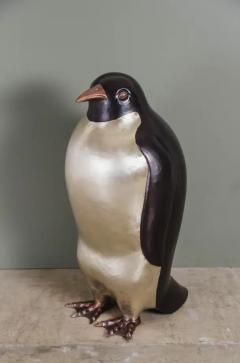 Robert Kuo Contemporary Penguin Sculpture in Copper and White Bronze by Robert Kuo - 3831619