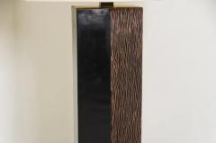 Robert Kuo Contemporary Pleats Design Floor Lamp in Copper and Black Lacquer by Robert Kuo - 3952876