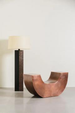 Robert Kuo Contemporary Pleats Design Floor Lamp in Copper and Black Lacquer by Robert Kuo - 3952891