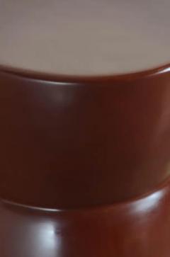 Robert Kuo Contemporary Red Bean Lacquer Low Empire Drumstool by Robert Kuo - 3834831