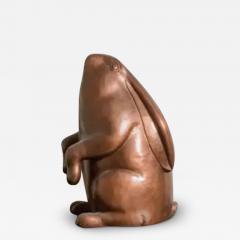Robert Kuo Contemporary Repouss Antiqued Copper Sitting Rabbit Sculpture by Robert Kuo - 3848985