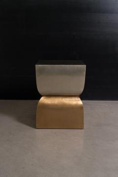 Robert Kuo Contemporary Repouss Brass and White Bronze Fang Duo Side Table by Robert Kuo - 4750727