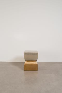 Robert Kuo Contemporary Repouss Brass and White Bronze Fang Duo Side Table by Robert Kuo - 4750728
