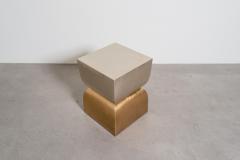Robert Kuo Contemporary Repouss Brass and White Bronze Fang Duo Side Table by Robert Kuo - 4750751