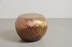 Robert Kuo Contemporary Repouss Cascade Low Drumstool in Copper Brass by Robert Kuo - 3836883