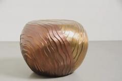 Robert Kuo Contemporary Repouss Cascade Low Drumstool in Copper Brass by Robert Kuo - 3836917