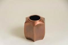 Robert Kuo Contemporary Repouss Hexagonal Short Jar in Antique Copper by Robert Kuo - 3836742