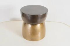 Robert Kuo Contemporary Repouss High Empire Drumstool in Copper and Brass by Robert Kuo - 3834875