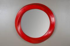 Robert Kuo Contemporary Repouss Red Lacquer San Hu Mirror by Robert Kuo - 4513496