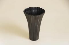 Robert Kuo Contemporary Repousse Fan Design Vase in Black Copper by Robert Kuo Limited - 3836749