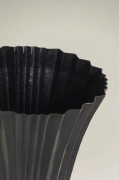 Robert Kuo Contemporary Repousse Fan Design Vase in Black Copper by Robert Kuo Limited - 3836761