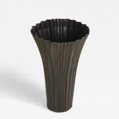Robert Kuo Contemporary Repousse Fan Design Vase in Black Copper by Robert Kuo Limited - 3848863