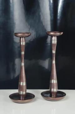 Robert Kuo Contemporary Serpentine Candlestand in Copper White Bronze by Robert Kuo - 3836907