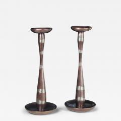 Robert Kuo Contemporary Serpentine Candlestand in Copper White Bronze by Robert Kuo - 3848861