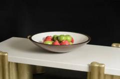Robert Kuo Contemporary Shallow Bowl in Cream Lacquer and Copper by Robert Kuo - 3836684