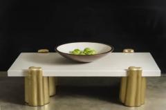 Robert Kuo Contemporary Shallow Bowl in Cream Lacquer and Copper by Robert Kuo - 3836696