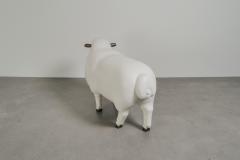 Robert Kuo Contemporary Sheep Sculpture Male in Cream Lacquer and Copper by Robert Kuo - 4065728