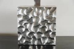 Robert Kuo Contemporary Silver Plated Rocco Cube Table Lamp by Robert Kuo Limited Edition - 3831641