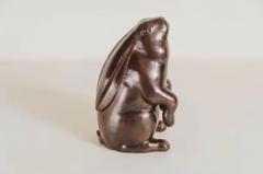 Robert Kuo Contemporary Sitting Rabbit Sculpture in Antique Copper by Robert Kuo - 3831625