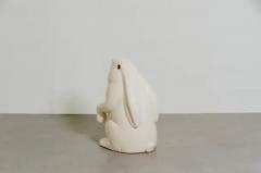 Robert Kuo Contemporary Sitting Rabbit Sculpture in Cream Lacquer by Robert Kuo - 3838428