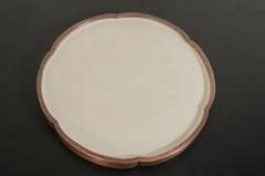 Robert Kuo Contemporary Six Petal Tray in Cream Lacquer and Antiqued Copper by Robert Kuo - 3838500