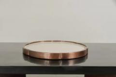 Robert Kuo Contemporary Six Petal Tray in Cream Lacquer and Antiqued Copper by Robert Kuo - 3838502