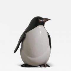 Robert Kuo Contemporary Small Penguin in Black and Cream Lacquer by Robert Kuo Limited - 4065812