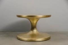 Robert Kuo Contemporary Spool Side Table in Brass by Robert Kuo Hand Repouss  - 3836815
