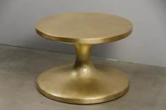 Robert Kuo Contemporary Spool Side Table in Brass by Robert Kuo Hand Repouss  - 3836817