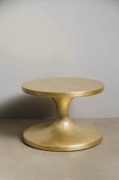 Robert Kuo Contemporary Spool Side Table in Brass by Robert Kuo Hand Repouss  - 3836818