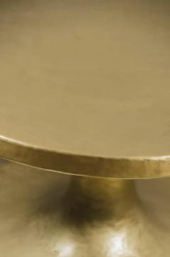Robert Kuo Contemporary Spool Side Table in Brass by Robert Kuo Hand Repouss  - 3836819