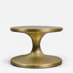 Robert Kuo Contemporary Spool Side Table in Brass by Robert Kuo Hand Repouss  - 3848844