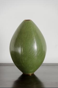 Robert Kuo Contemporary Tear Drop Cloisonn Vase in Verde Grass Design by Robert Kuo - 3906560