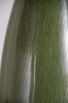 Robert Kuo Contemporary Tear Drop Verde Grass Design Cloisonn Vase by Robert Kuo - 3838455