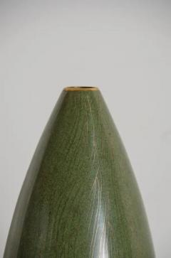 Robert Kuo Contemporary Tear Drop Verde Grass Design Cloisonn Vase by Robert Kuo - 3838458