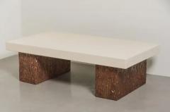 Robert Kuo Copper Coral Design Base w Cream Lacquer Top Cocktail Table by Robert Kuo - 3838276