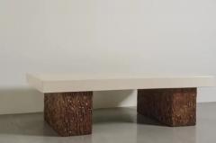 Robert Kuo Copper Coral Design Base w Cream Lacquer Top Cocktail Table by Robert Kuo - 3838278