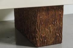 Robert Kuo Copper Coral Design Base w Cream Lacquer Top Cocktail Table by Robert Kuo - 3838280