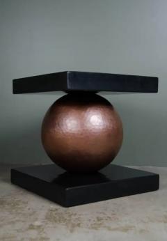 Robert Kuo Copper Sphere Table with Square Lacquer Top by Robert Kuo Limited Edition - 3829969