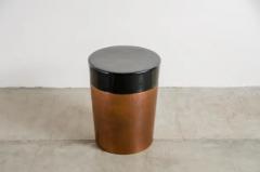 Robert Kuo Cylindrical Storage Drumstool Antique Copper and Black Lacquer by Robert Kuo - 3831522