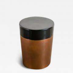 Robert Kuo Cylindrical Storage Drumstool Antique Copper and Black Lacquer by Robert Kuo - 3836204