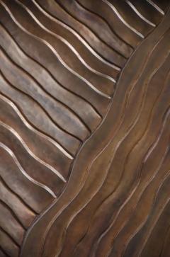 Robert Kuo Diagonal Cascade Side Table Antique Copper by Robert Kuo Hand Repouss  - 3830192