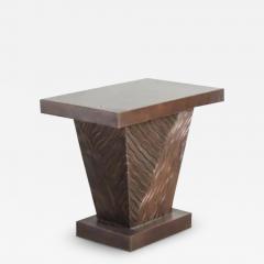 Robert Kuo Diagonal Cascade Side Table Antique Copper by Robert Kuo Hand Repouss  - 3835906